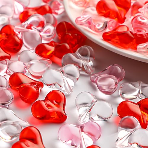 Suzile 100 Pcs Valentine Acrylic Heart Beads 22mm Heart Matte Colorful Glass Beads for Hair Bracelet Necklace Jewelry Key Chains Making DIY Crafts Birthday Gifts(Transparent Color) - color: Transparent Color