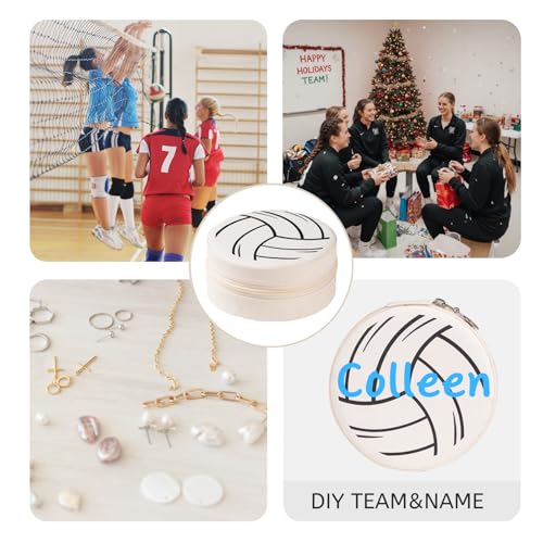 18-Pack Volleyball Travel Jewelry Case Round Volleyball Stuff Portable Jewelry Organizer Storage Case for Team Athletes & Sports Enthusiasts Christmas Events & Milestones - style: Volleyball-18