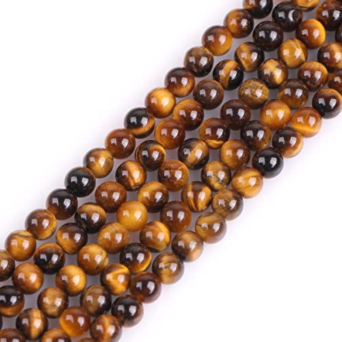 GEM-Inside Natural 4mm Tiger Eye Gemstone Loose Beads Round Crystal Energy Stone Power for Jewelry Making 15'' - color: Yellow Tiger Eye, size: 4mm