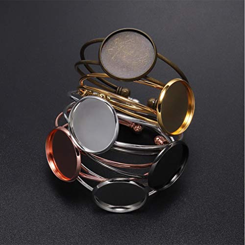 EXCEART Friendship Bracelets Friendship Braclets 6pcs Bracelet Setting Round Blank Bezel Trays Ajustable Cuff Bangles Bracelets for DIY Craft Jewelry Making 20mm (White K) Jewelry Tray Jewelry Tray - color: White K, size: 5*2cm