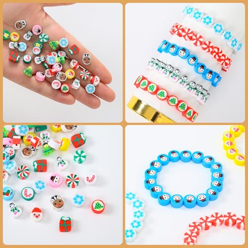 richginker 600pcs Polymer Clay Beads Friendship Bracelet Making kit Cute Fun Charms Beads for Bracelet Making DIY Arts Crafts Birthday Gifts Toys for Kids Girls Age 4-13 Christmas - color: 4#Christmas
