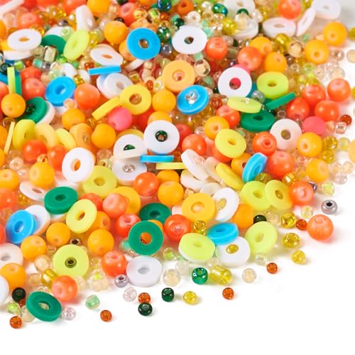 BB Beadthoven 6mm Clay, Glass, Plastic Disc Beads for Jewelry Making - Orange (4 Pieces) - color: Orange