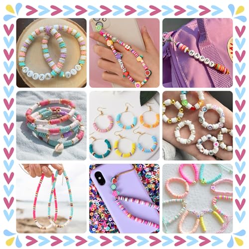 Gionlion 30,000 Pcs Clay Beads Bracelet Making Kit, 168 Colors 8 Boxes Flat Preppy Beads for Friendship Bracelets, Jewelry Kit with Pendant Charms Elastic String Crafts Arts Crafts Mothers Day Gifts