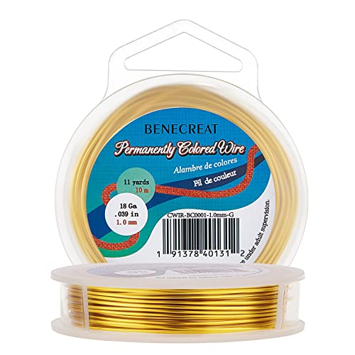 BENECREAT 18-Gauge Tarnish Resistant Gold Wire, 33-Feet/11-Yard Jewelry Beading Wire for Bracelet Necklace Jewelry Making - color: Dark Gold, size: 18-Gauge(33-Feet/11-Yard)
