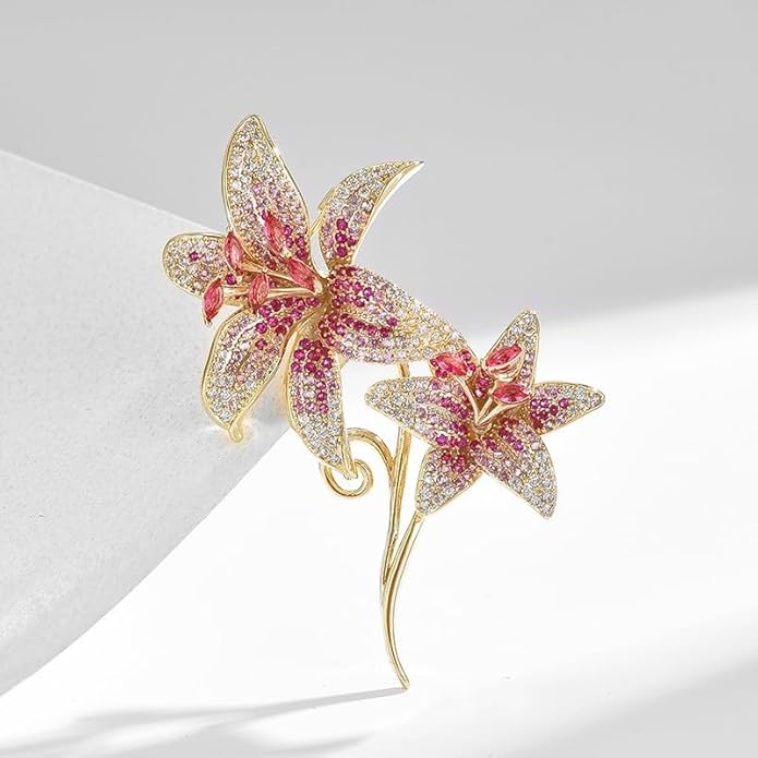 Flower Brooch Pin Rhinestones Pearl Flower Brooches Floral Pin Jewelry for Women Girls