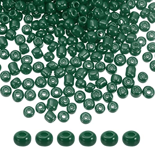 HARFINGTON 2000Pcs Small Glass Beads 6/0 4mm Loose Tiny Round Small Beads for Bracelet Earring Rings Jewelry Making, Black Green - color: Black Green