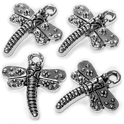 Heather's cf Silver Sea Charms – Antique Pendants, Non-Tarnish, Lead-Free & Nickel-Free, Bulk Ocean Animal Charms for DIY Jewelry, Bracelets, Necklaces, Earrings, Beach Craft Supplies (Sea Animals) - color: Dragonfly charms-96pcs
