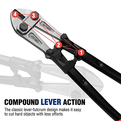 WORKPRO W017006A Bolt Cutter, Bi-Material Handle with Soft Rubber Grip, 24", Chrome Molybdenum Steel Blade - size: 24", style: Bolt Cutter