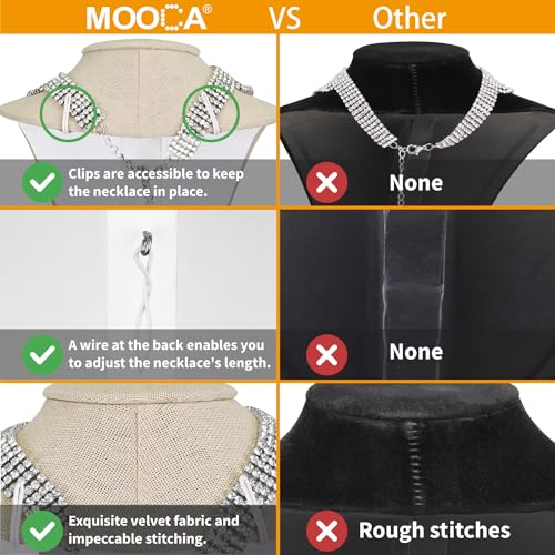 MOOCA Small Linen Covered Wood Jewelry Display Necklace Chain Jewelry Bust Display Holder Stand, Necklaces Mannequin, 7 1/4 in Height, Tan Linen - color: 9a) Tan Linen, 1 piece