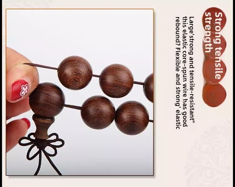 Premium Stretch Beading Cord Elastic Jewelry String for Buddhist Bracelets, Mala Beads, Handmade Crafting - Durable Wear-Resistant Buddhist Prayer Rope with Hook Needle Tools (Brown)
