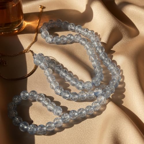 DandS ltd Crackle Lampwork Glass Beads for Jewelry Making, Blue Quartz, Vibrant DIY Bracelets, Necklaces, Beading Supplies & Craft Kits for Handmade Jewelry, 80pcs 0.39 inch (10mm), #J272-10 - color: Blue Quartz