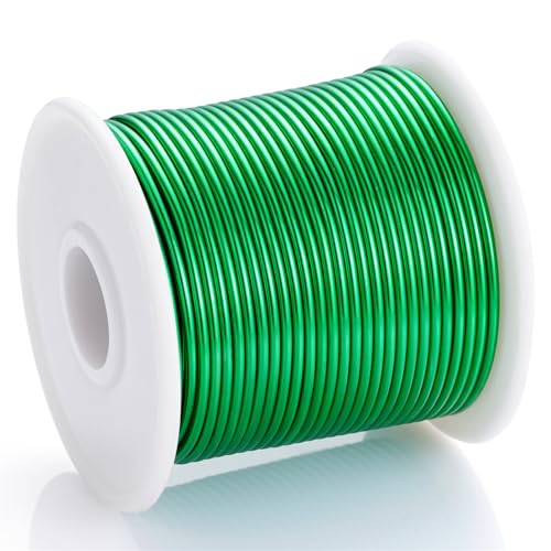 12 Gauge Green Aluminum Craft Wire (105FT) - Anodized for Jewelry Making, Beading Floral, Plant Gardening, Sculpting & Modeling Craft Wire (Green #25, 2mm) - color: Green #25