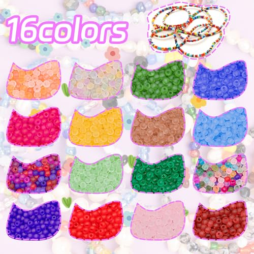 4mm Frosted Glass Seed Beads Bulk, 1000pcs Small Round Glass Bead Matte Loose Spacer Beads for Beading, Friendship Bracelet, Pendants, Key Chains, Necklaces, Hairpins, Grass Green