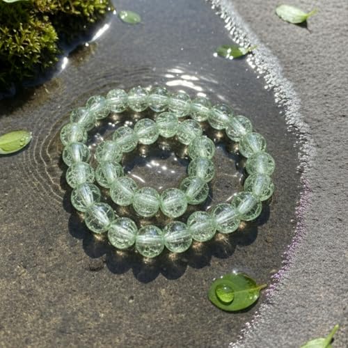 DandS ltd Crackle Lampwork Glass Beads for Jewelry Making, Natural Green, Vibrant DIY Bracelets, Necklaces, Beading Supplies & Craft Kits for Handmade Jewelry, 80pcs 0.39 inch (10mm), #J257-10 - color: Green Natural
