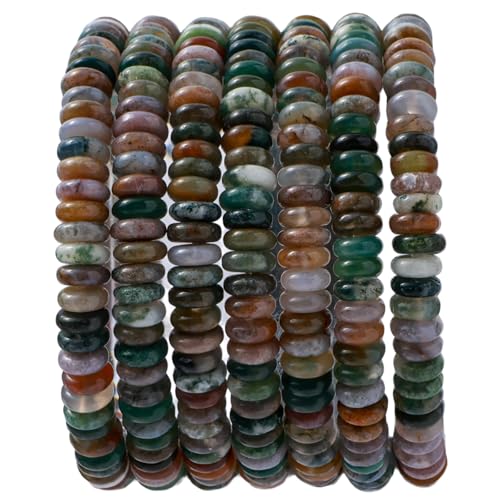 Natural Indian Agate Disk Stone Spacer Beads 6x2mm 38cm/str Flat Rondelle Loose Semi Gemstone Caps for Making Bracelets Necklace - color: Indian Agate