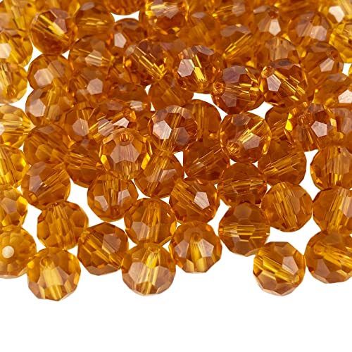 Jmassyang 400 Pieces 4mm Faceted Round Crystal Glass Beads Spacer Beads for Jewelry Making, Bracelets Necklaces Earrings Wind Chimes Suncatchers (Amber) - color: Amber, size: 4mm