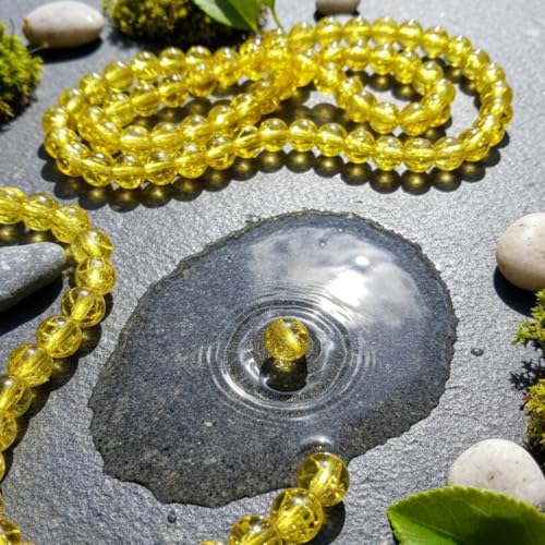 DandS ltd Crackle Lampwork Glass Beads for Jewelry Making, Yellow, Vibrant DIY Bracelets, Necklaces, Earrings, Beading Supplies & Craft Kits for Handmade Jewelry, 80pcs 0.39 inch (10mm), #J250-10 - color: Yellow