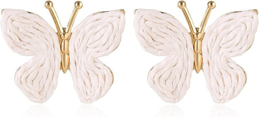 Handmade Raffia Hoop Earrings Statement Tropical Bohemian Straw Dangle Earrings Natural Rattan Vacation Style Round Earrings for Women Summer Beach Party Essential Jewelry