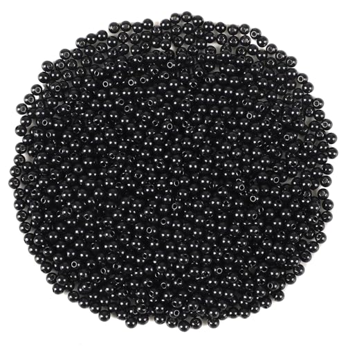 1200Pcs 4mm Black Spacer Beads Round Smooth Loose Ball Beads for Bracelet Jewelry Making Craft - color: Z-Black, size: 4mm