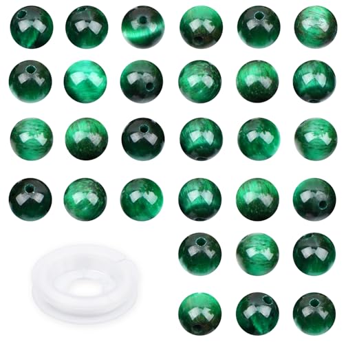 4mm 200pcs Natural Stone Round Beads Green Tiger's Eye Genuine Stone Beading Loose Gemstone DIY Charm Smooth Beads for Bracelets Necklaces Earrings Hole Size 1mm (Green Tiger's Eye 4mm) - color: Green Tiger's Eye, size: 4mm