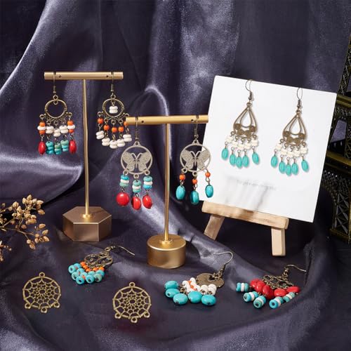 SUNNYCLUE 1 Box DIY Make 10 Pairs Bohemian Chandelier Earrings Making Kit Including Chandelier Links Turquoise Beads Earring Findings for Women Beginners DIY Earring Jewelry Making Crafts - color: Chandelier Bohemian Style F