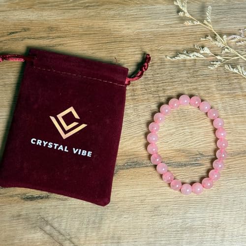 Crystal Vibe 8mm Beaded Bracelets For Women Men - Healing Crystal Bracelet - Adjustable Size - color: Quartz