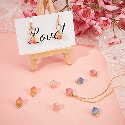 SUNNYCLUE 1 Box 10Pcs 5 Styles Dried Flower Charms Transparent Clear Epoxy Resin Pendants with Brass Hole 1.2mm Glass Micro Beads for DIY Earrings Bracelet Necklace Jewelry Accessories Gift Supplies