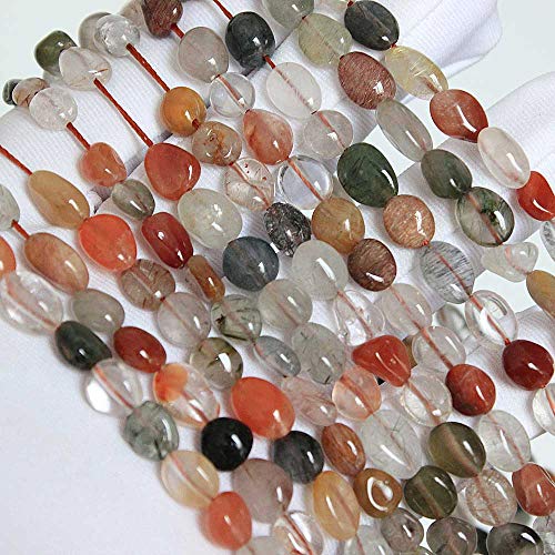 MJDCB Natural Irregular Shape Stone Beads 6-8mm Colour Quartzrutilated Gemstone Energy Cured for Jewelry Making Necklaces - color: Colour Quartzrutilated
