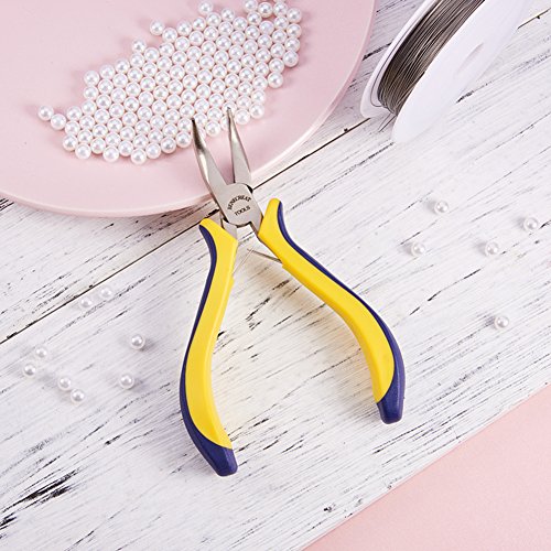BENECREAT 5 Inch Bent Nose Pliers with Comfort Rubber Grip For Jewelry Making, Handcraft Making