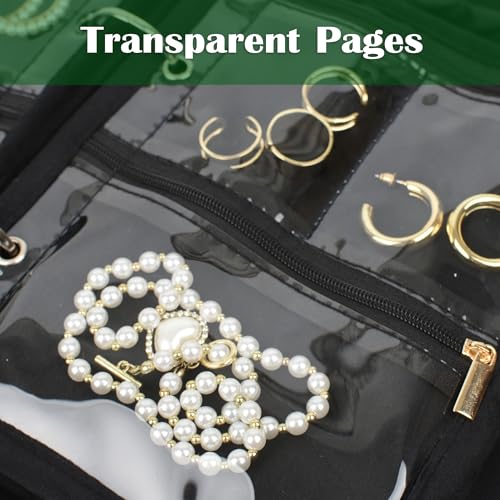 Travel Jewelry Organizer Case,Jewelry Bags Jewelry Storage Book Binder with Clear Zipper Velvet Pouch for Traveling,Earrings, Rings, Necklace, Bracelet (Inner Pages, 3 PCS) - color: Inner Pages,Black,3 PCS