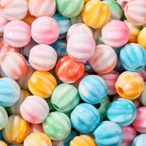 18mm Acrylic Beads 180pcs Chunk Bubblegum Bead Multicolor Large Hole Pen Ball Beads for Pen Bag Jewelry Making Necklace Bracelets (Color Cloud) - color: color cloud