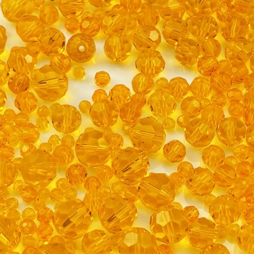 480pcs Crystal Glass Beads 3mm 4mm 6mm 8mm 10mm Round Faceted Glass Spacer Beads for Bracelets Necklace Earring DIY Jewelry Making Craft(Orange) - color: Orange
