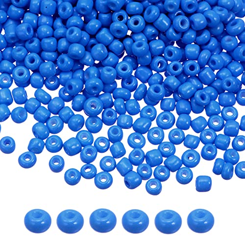 HARFINGTON 2000Pcs Small Glass Beads 6/0 4mm Loose Tiny Round Small Beads for Bracelet Earring Rings Jewelry Making, Dark Blue - color: Dark Blue
