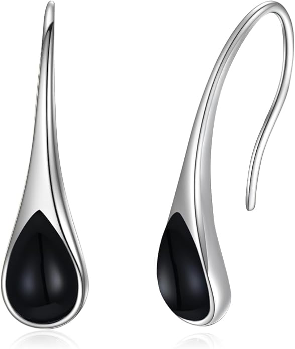 925 Sterling Silver Small Pear-Shaped Modern Style Hook Earrings with Crystals from Austria