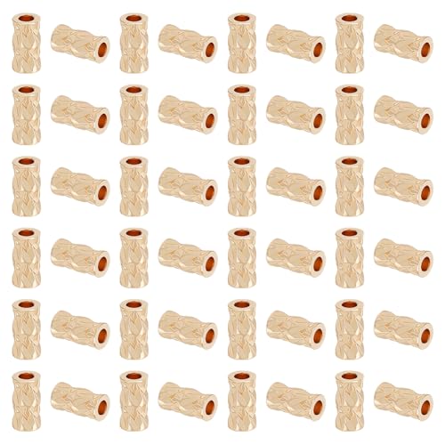 BENECREAT 50Pcs 14k Gold Filled Twist Crimp Beads, Brass Crimp Tube Beads for DIY Jewelry Making Findings, 0.23x0.12Inch, Hole: 1.6mm - color: Gold