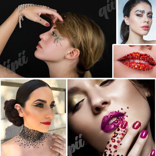 qiipii 8 Color 2-6mm Red Jelly Resin Rhinestones w B7000 Jewelry Glue for Bedazzling Crafting Flatback Stones Gems Diamonds for Nails Face Eyes Makeup Tumblers Bottles DIY Crafts Clothes Shoes Phones - color: Pink / Rose / Red Series Rhinestones