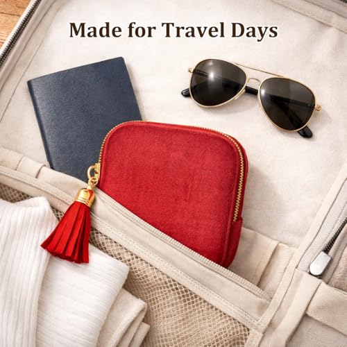 Small Travel Jewelry Pouch for Women, Compact Travel Jewelry Pouch with Layered Storage, Zippered Jewelry Travel Bag for Rings, Earrings, Bracelets, Necklaces (Olive Green) - color: Olive Green