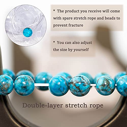 8mm Natural Gemstone Stretch Bracelet, Handmade Unisex Crystal Bracelets for Meditation, Yoga, Spiritual Healing & Positive Energy - color: Blue Magnesite Turquoise