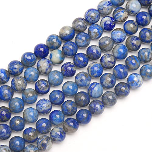 70PCS Natural 8MM Healing Gemstone, Lapis Lazuli Energy Stone Round Loose Beads, Semi-Precious Crystal Beads with Free Elastic String for Jewelry Making DIY - color: Lapis Lazuli, size: 8MM
