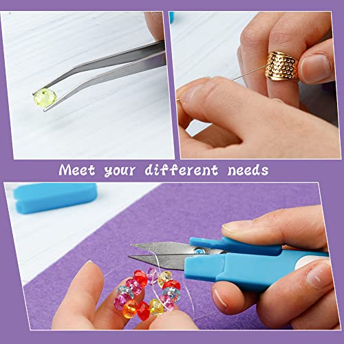 100 Pcs Beading Needles Set,75 Pcs Long Straight Beading Thread Needles 18 Pcs Big Eye Beading Needles with Threader, Needle Bottle, Yarn Scissors,Tweezers for Bracelets and Jewelry Making - style: 100 Pcs
