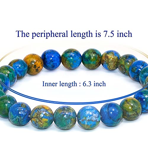 8mm Natural Gemstone Stretch Bracelet, Handmade Unisex Crystal Bracelets for Meditation, Yoga, Spiritual Healing & Positive Energy - color: Azurite