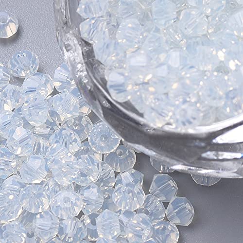 Perlin Preciosa Bohemian 3mm Crystal Glass Beads 100 pcs Czech Bicone Colorful Mix Beads for DIY Jewelry Making Double Cone Bead Bracelet Earring Necklace Crafting (White Opal) - color: White