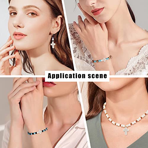 SUNNYCLUE 1 Box 100Pcs White Turquoise Cross Beads Synthetic Turquoise Stone Bead 12x16mm Easter Mini Small Cross Beads for Jewelry Making Charms Beading Supplies DIY Bracelet Necklace Adult - color: 100Pcs 12x16mm White Cross Beads