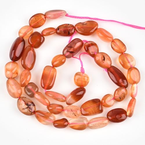 HAAMIIQII Natural Red Carnelian Pebble Stone 5-8mm Small Irregular Freeform Tumbled Loose Gemstone Beads for Jewelry Making Strand 15 Inch (45-50pcs) - color: Red Carnelian