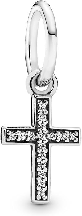 PANDORA Sparkling Cross Dangle - Compatible ME/Moments - Sterling Silver Charm with Cubic Zirconia - Gift with Gift Box