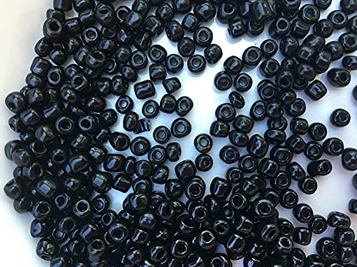 Czech Glass Seed Beads Size:6/0 40 gr / 1.4 oz… (Black) - color: Black