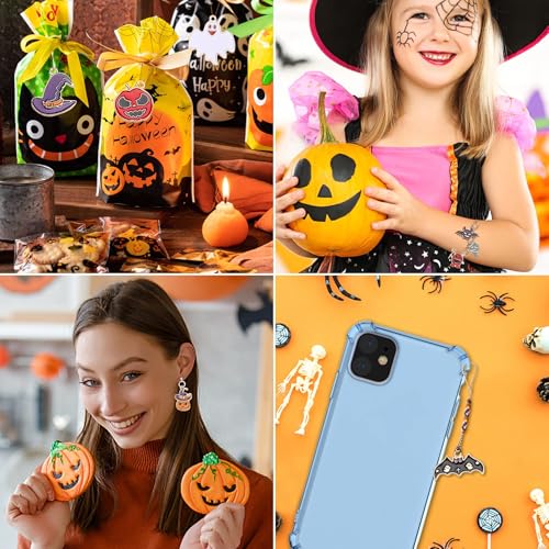 SANNIX 110Pcs 55 Pairs Halloween Charms Gold Enamel Jewelry Pendants for Halloween Earring Bracelet Necklace Craft Making - style: Halloween Charms-55 Pairs