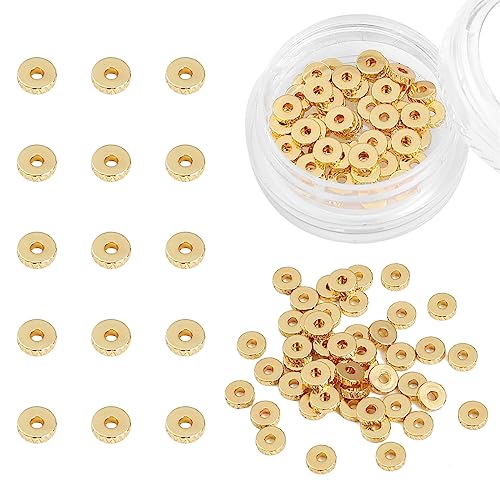 BEADIA 14K Gold Plated Disk Spacer Beads 4x1.2mm 50pcs for Jewelry Making Findings Non Tarnish - color: 14K Gold, size: 4x1.2mm Disk