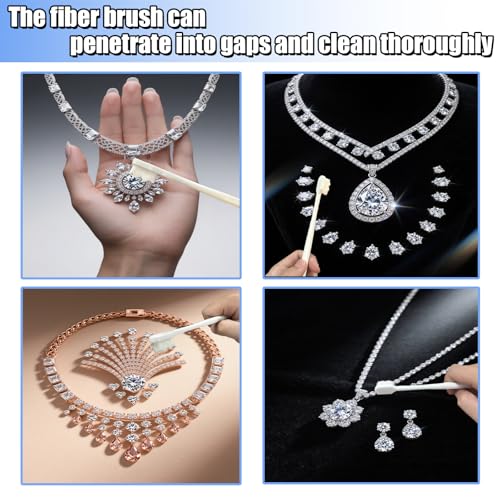 Jewelry Cleaning Kit, Jewelry Cleaner Brush, Horse Hair Brushes, Big&Small Crevice Brush, Cleaning Polishing Cloth（22 Pcs）