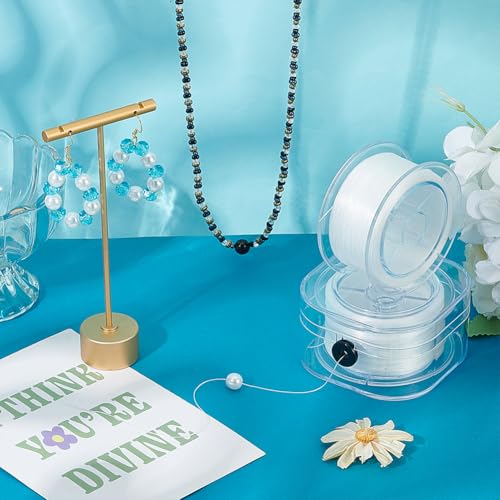 PH PandaHall 502Yards Stretchy String for Bracelets 2 Rolls 0.2mm Elastic Bracelet String Flat Beading Thread Jewelry String Thin Elastic Cord for Bracelet Necklace Jewelry Making, White - size: 0.2mm